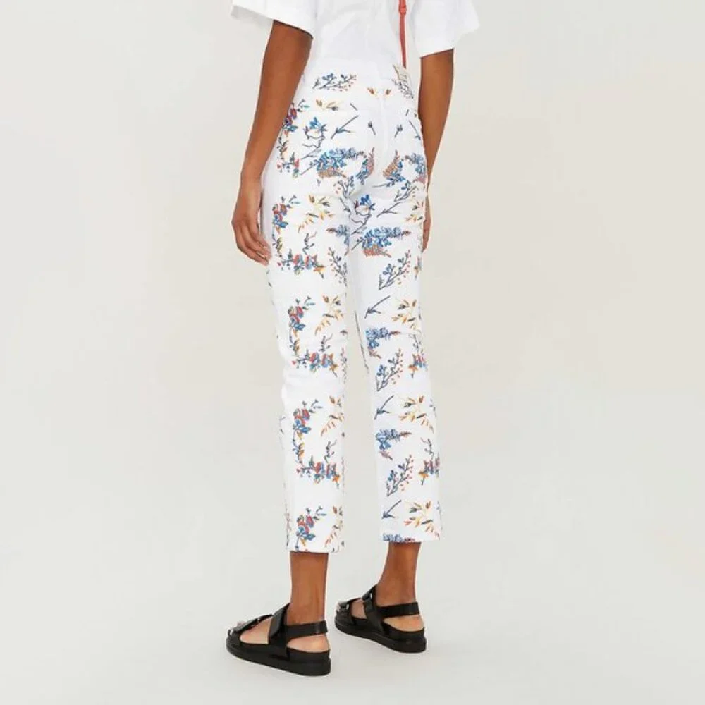 NWT Maje white & floral embroidered mid rise jeans - Picture 6 of 10